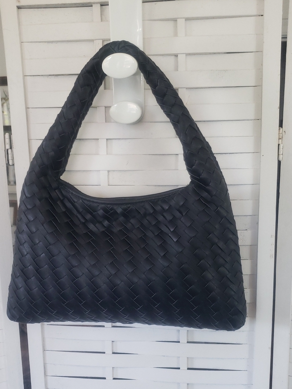 Walter Baker Margaux Black Vegan Woven Shoulder Bag